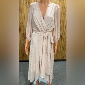 DKNY Light Pink Polka Dot Midi Dress